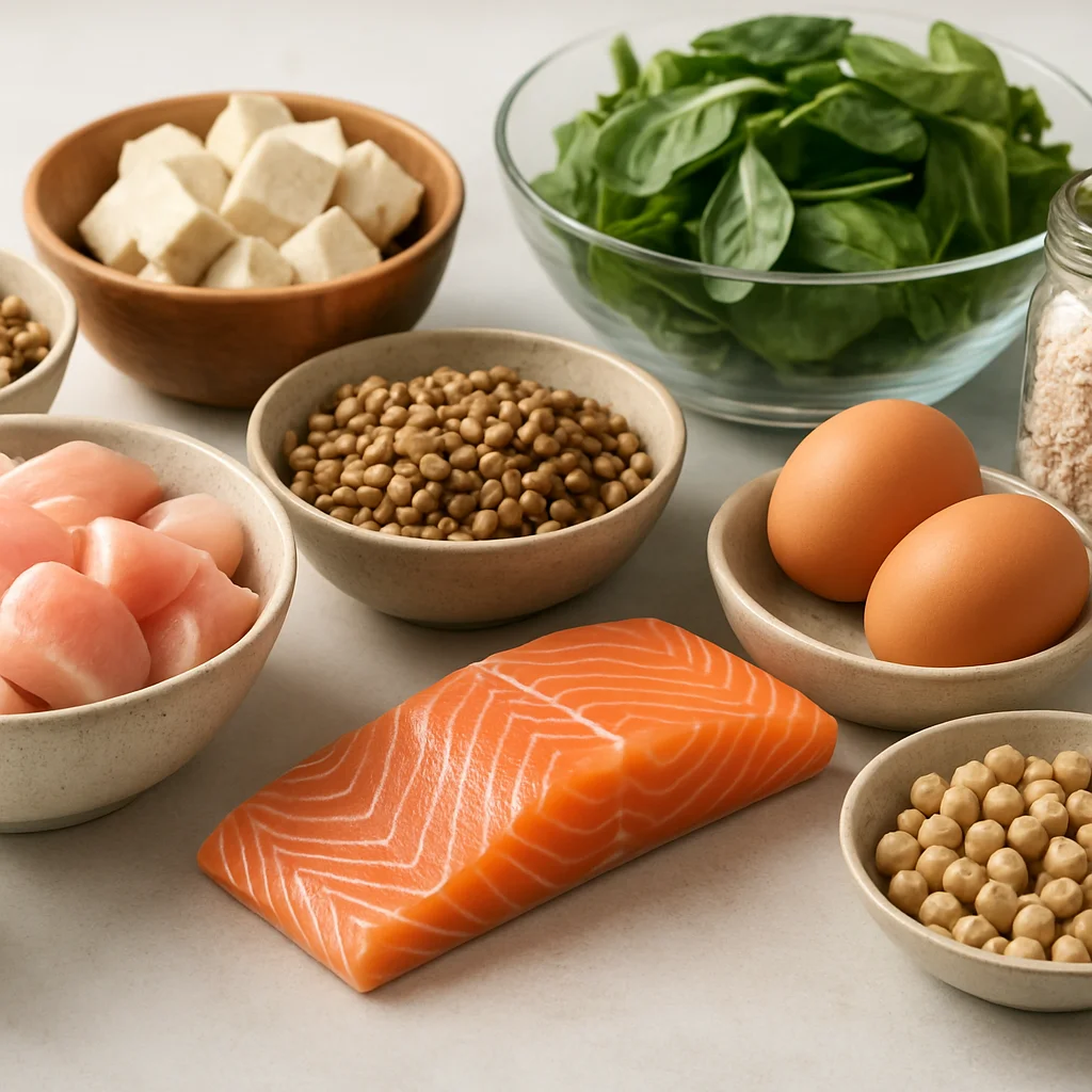 High protein budget grocery list for busy weekdays with affordable meal prep foods and produce