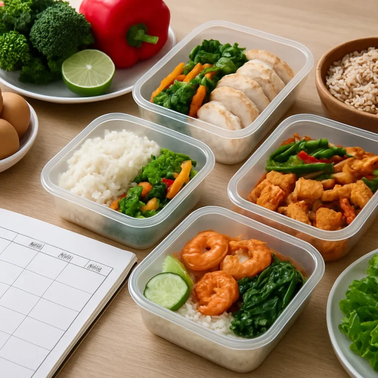 Family meal prep planner with a shared weekly meal plan layout