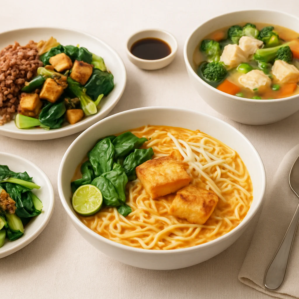 Healthy Singaporean meal plan with whole foods for balanced eating and weight management