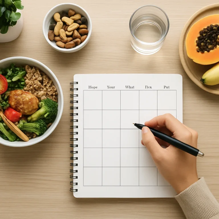 Illustration of a weekly review checklist on a desk for staying organized