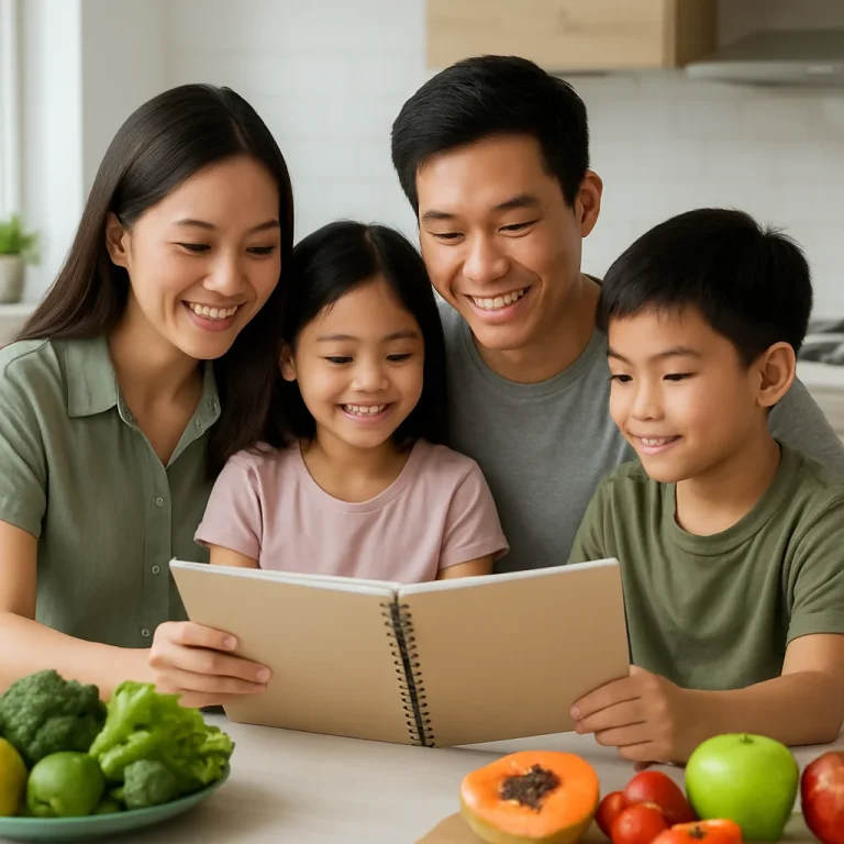 Family information binder with labeled tabs and notes for organizing household details