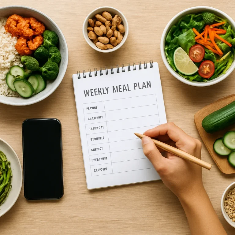 Weekly planning system for stress-free meal prep and macro-based nutrition management
