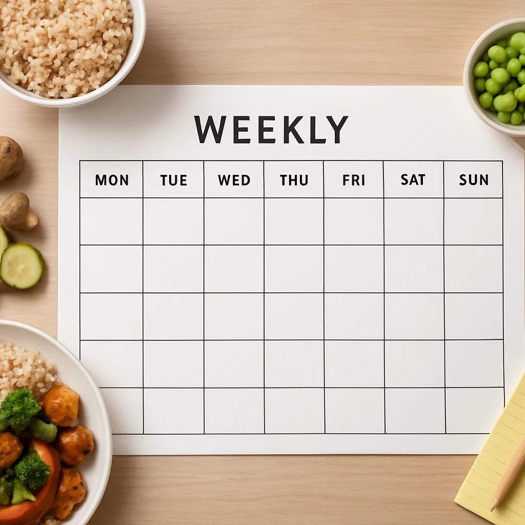 Weekly family calendar template for organizing busy household schedules