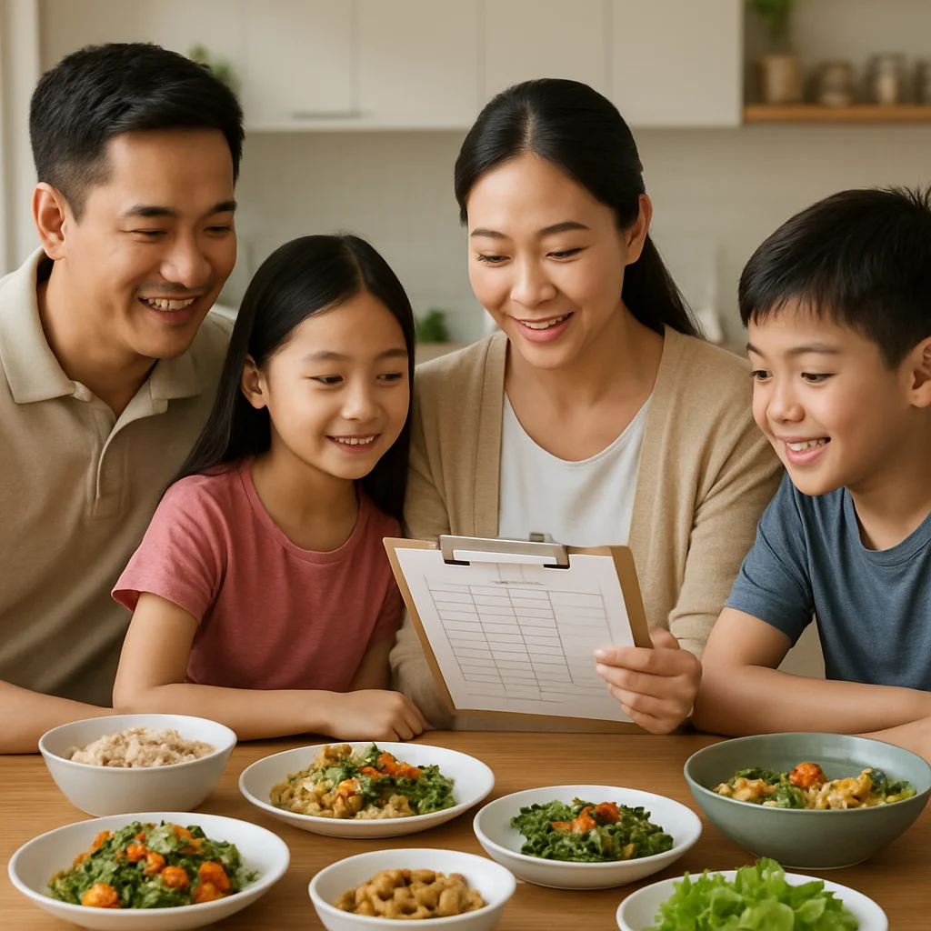 Family meal planning system illustration for saving time and reducing stress