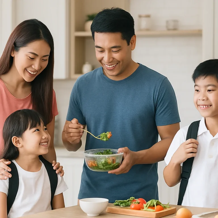 Infographic on creating a family morning routine system to get everyone out the door on time