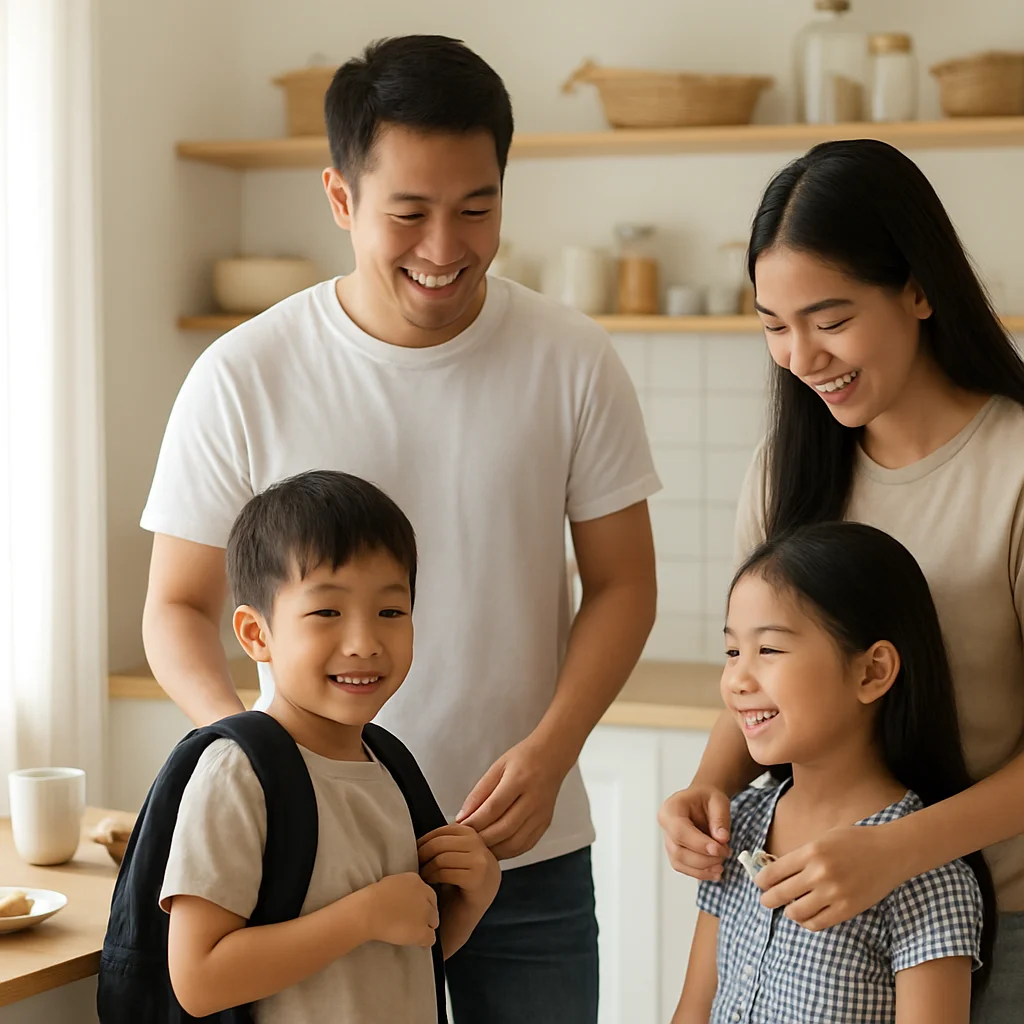 Family morning routine planning checklist with calm, organized start to the day